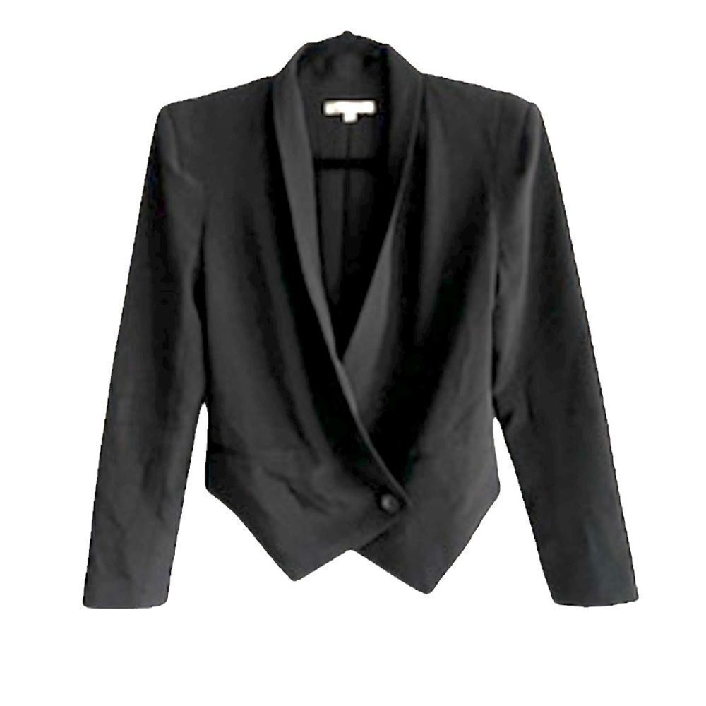 Rebecca Minkoff Black Silk Becky Cropped Blazer Size 0